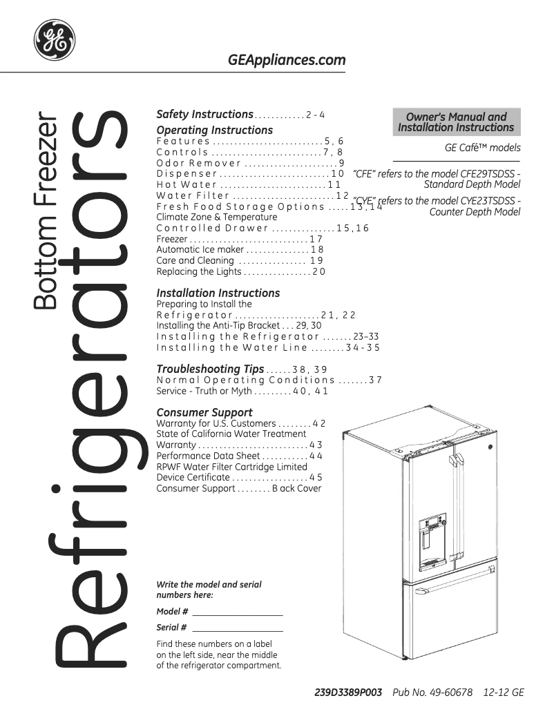 Image de la première page du manuel de l'appareil CFE29TSDSS