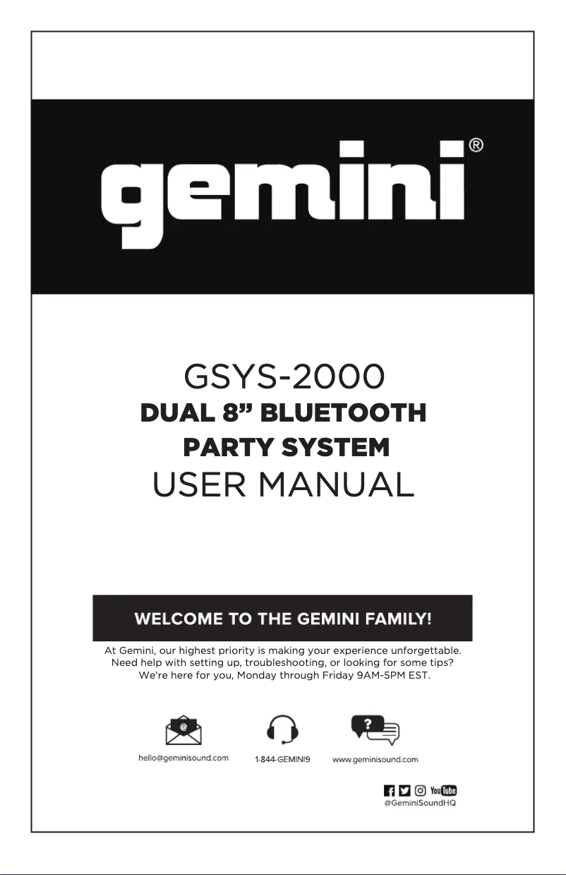 Page 1 de la notice Manuel utilisateur Gemini GSYS-2000