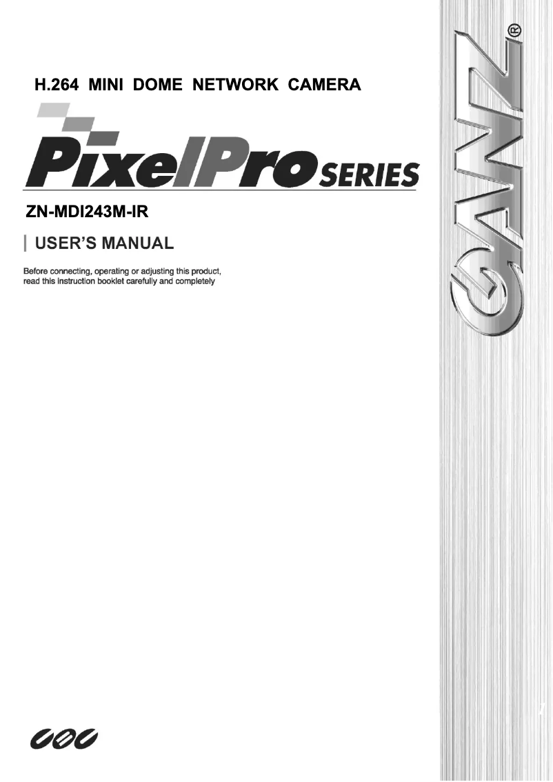 Page 1 de la notice Manuel utilisateur Ganz PixelPro ZN-MDI243M-IR