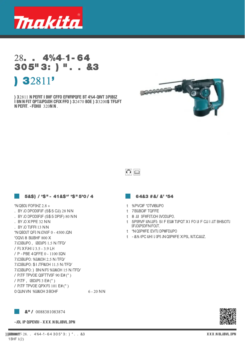 Page n°1 - Fiche technique Makita HR2811F
