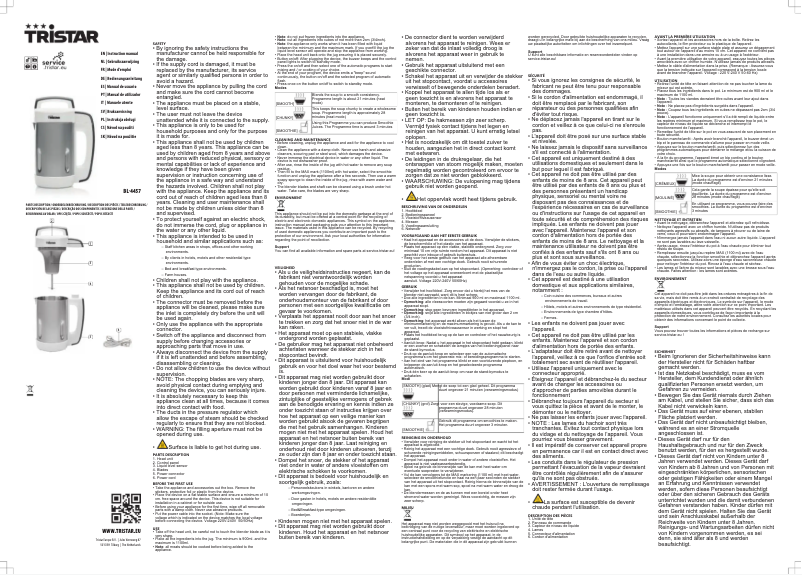 Page n°1 - Manuel utilisateur TriStar BL-4457