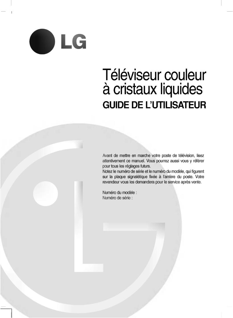 Page 1 de la notice Manuel utilisateur LG RZ-17LZ40