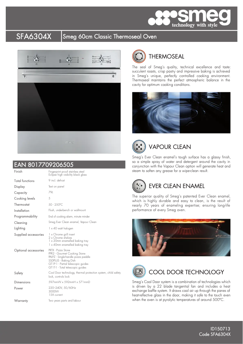 Página 1 del manual Ficha técnica Smeg SFA6304X