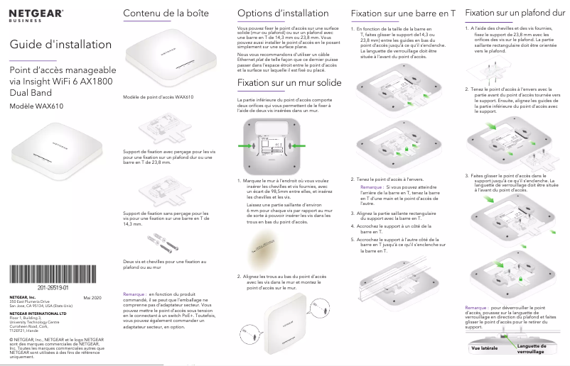 Page 1 de la notice Guide d'installation Netgear WAX610