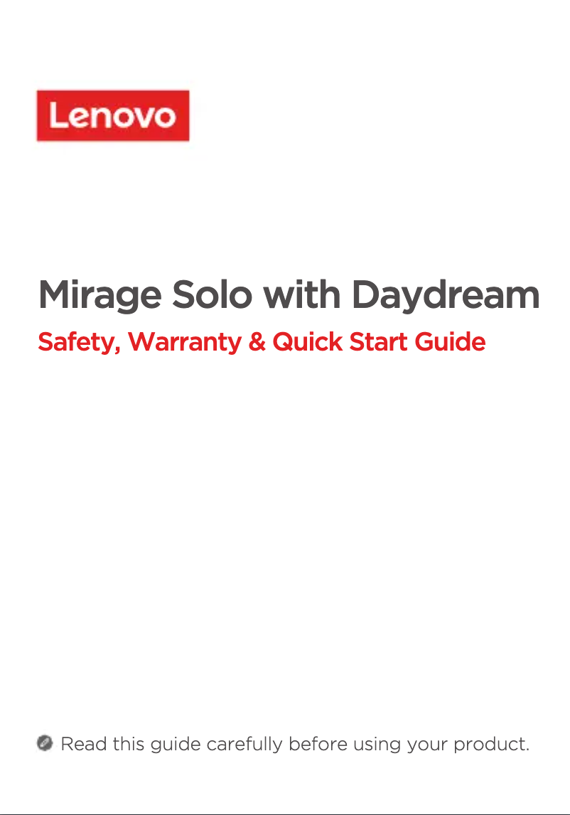Page 1 de la notice Manuel utilisateur Lenovo Mirage Solo