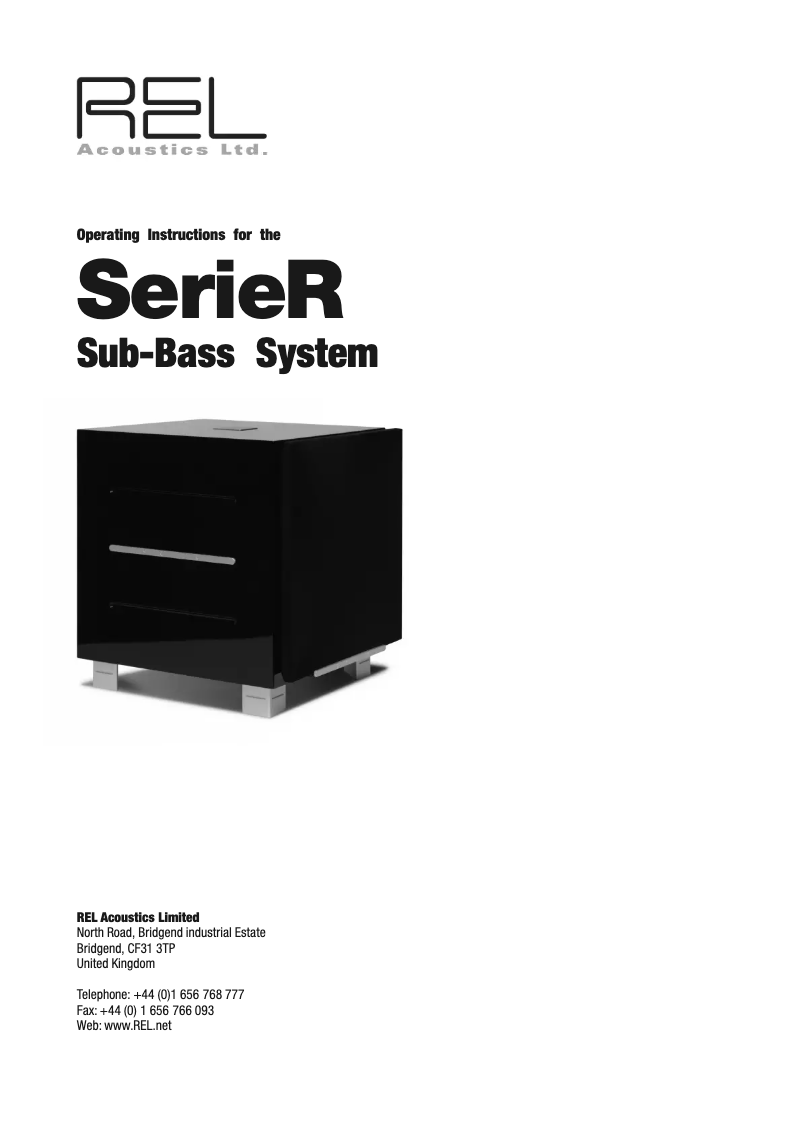 Page 1 de la notice Manuel utilisateur REL Acoustics R Serie