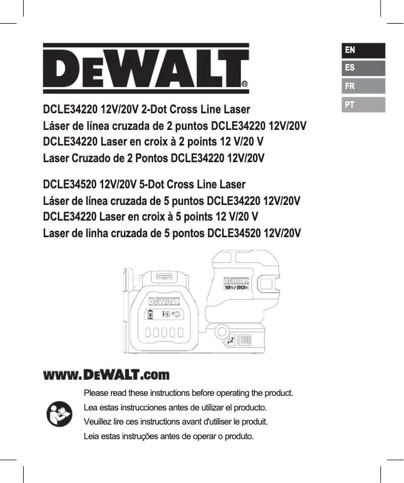 Page 1 de la notice Manuel utilisateur DeWalt DCLE34520