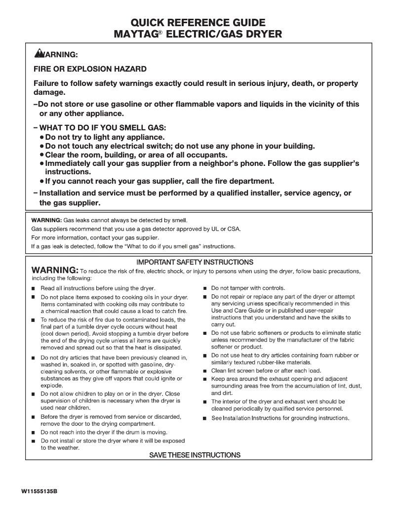 Page 1 de la notice Guide de démarrage rapide Maytag MGD7230HC