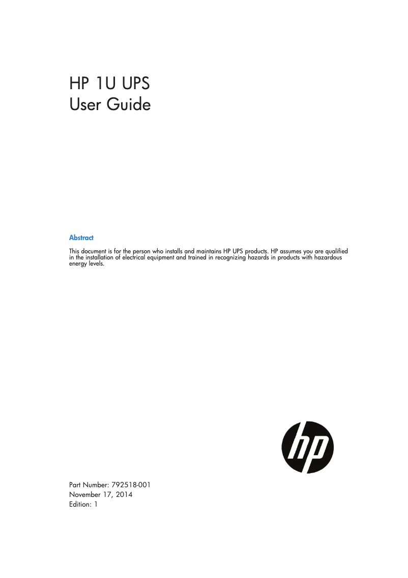 Page 1 de la notice Manuel utilisateur HP R1500