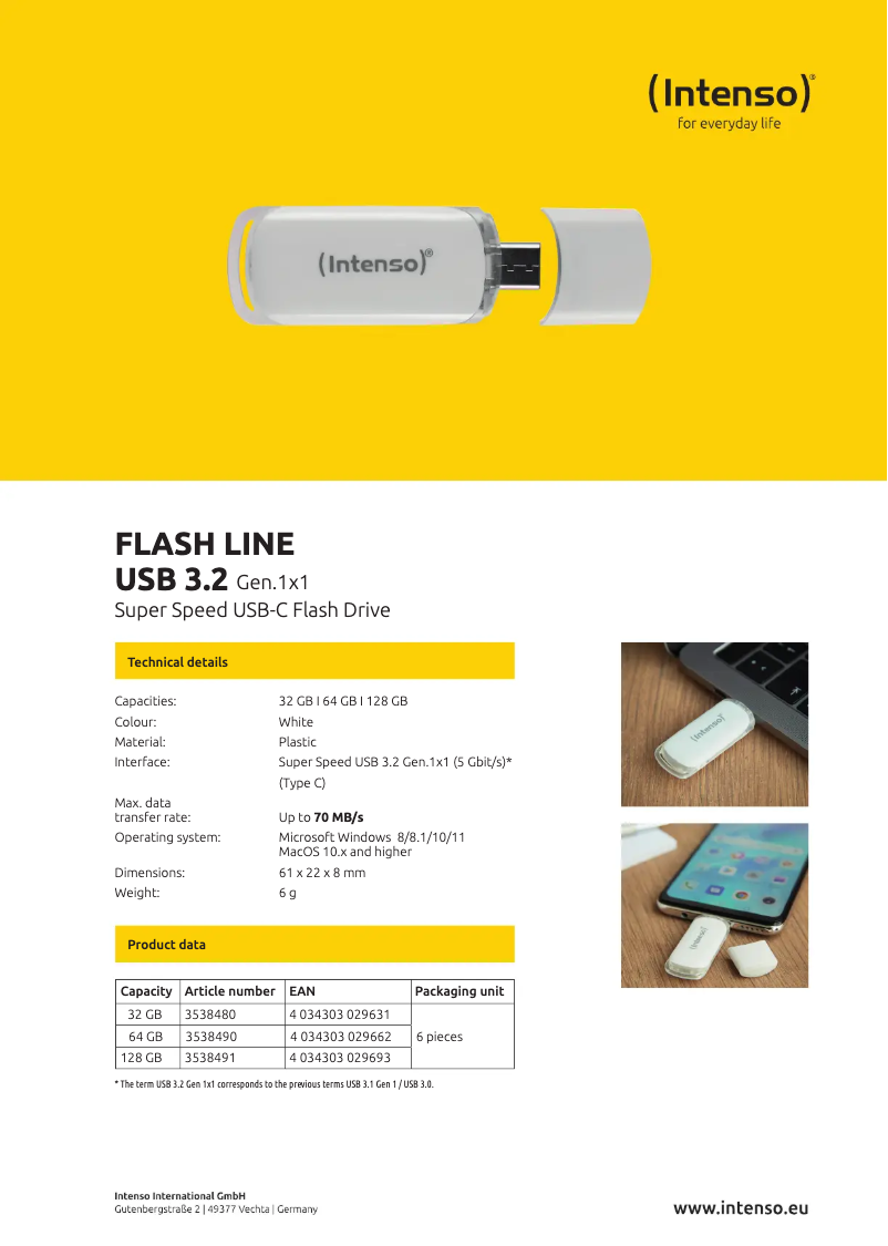 Página 1 del manual Manual de usuario Intenso Flash Line USB 3.2