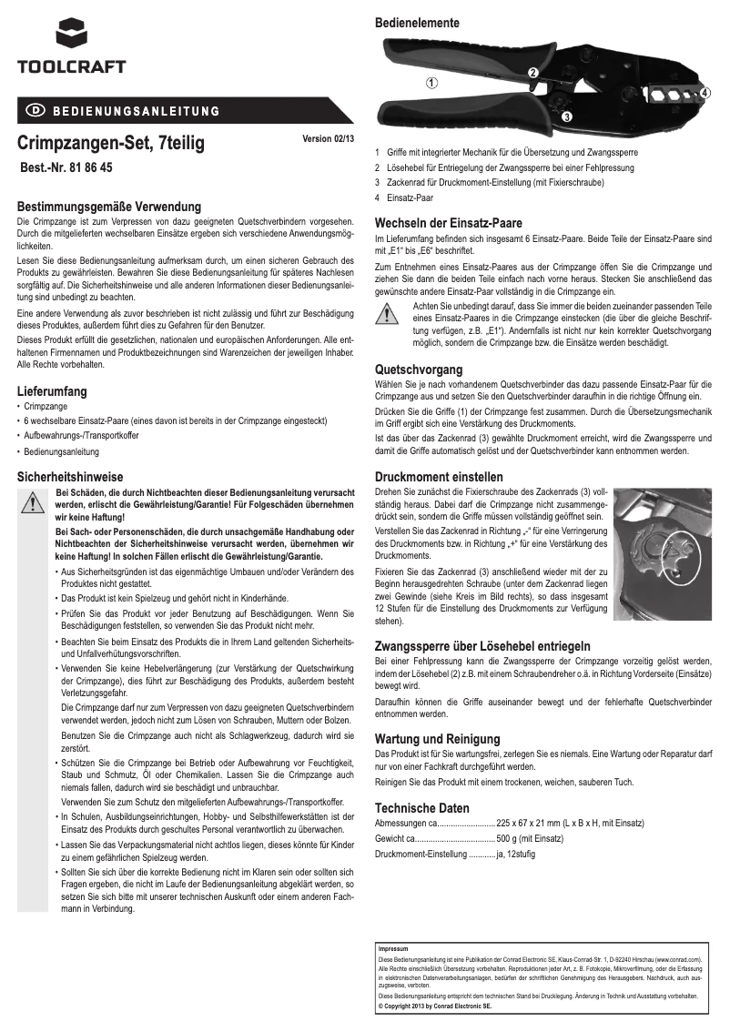 Página 1 del manual Manual de usuario Toolcraft PZ-505
