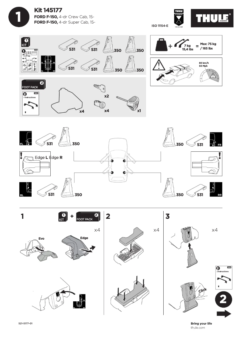 Page 1 de la notice Manuel utilisateur Thule Kit 145177