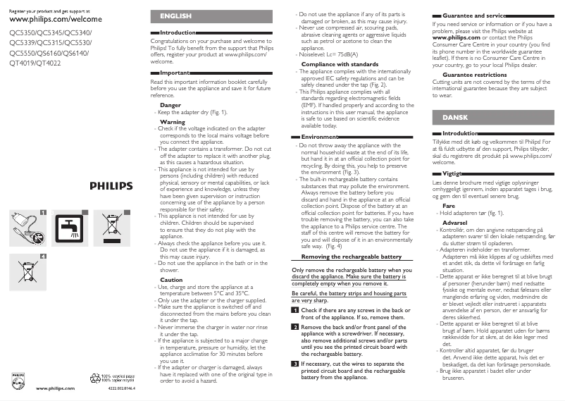Page n°1 - Manuel utilisateur Philips Series 5000 QC5340