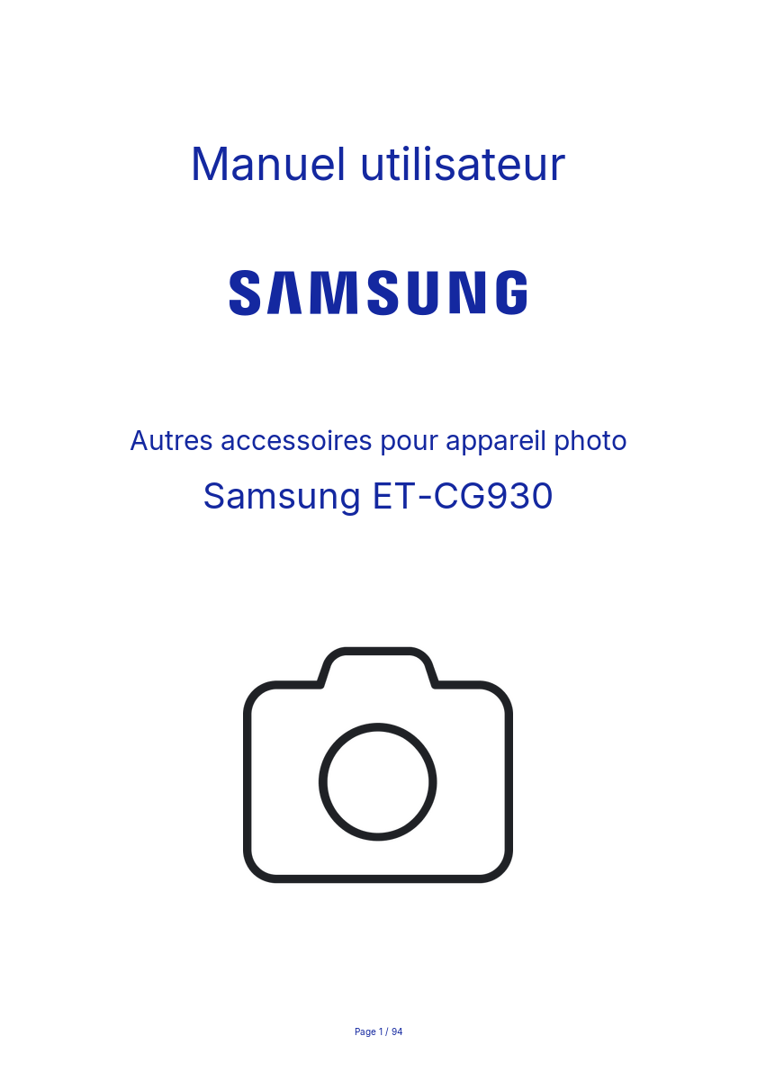 Page n°1 - Manuel utilisateur Samsung ET-CG930