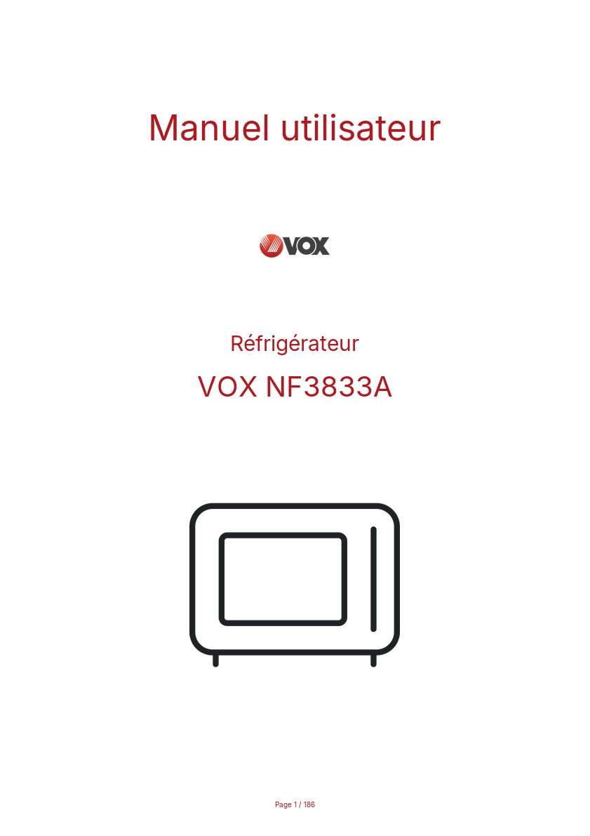 Page n°1 - Manuel utilisateur VOX NF3833A