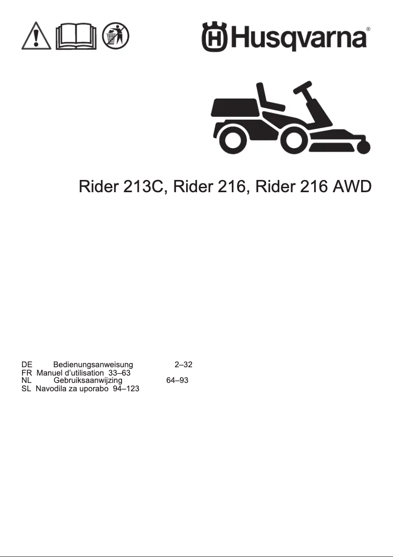 Image de la première page du manuel de l'appareil Rider 216 AWD