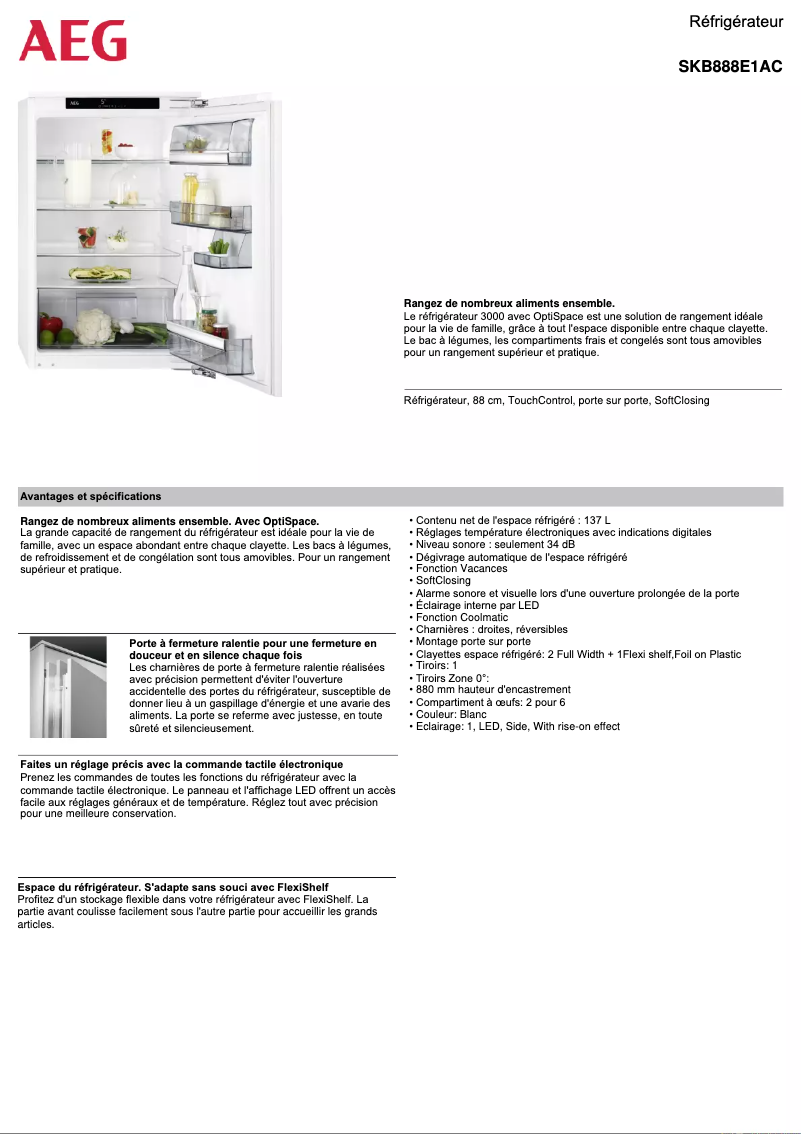 Página 1 del manual Ficha técnica AEG SKB888E1AC