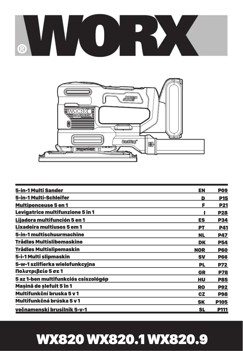 Page 1 de la notice Manuel utilisateur Worx WX820.9