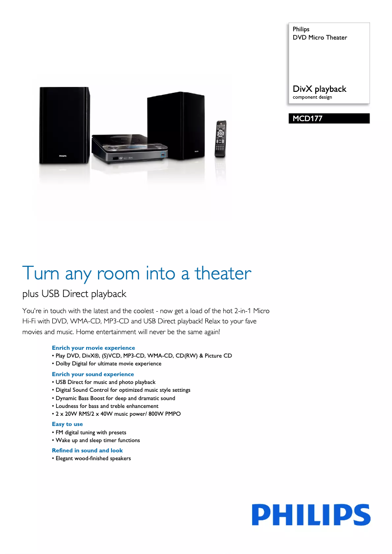 Image de la première page du manuel de l'appareil MCD177