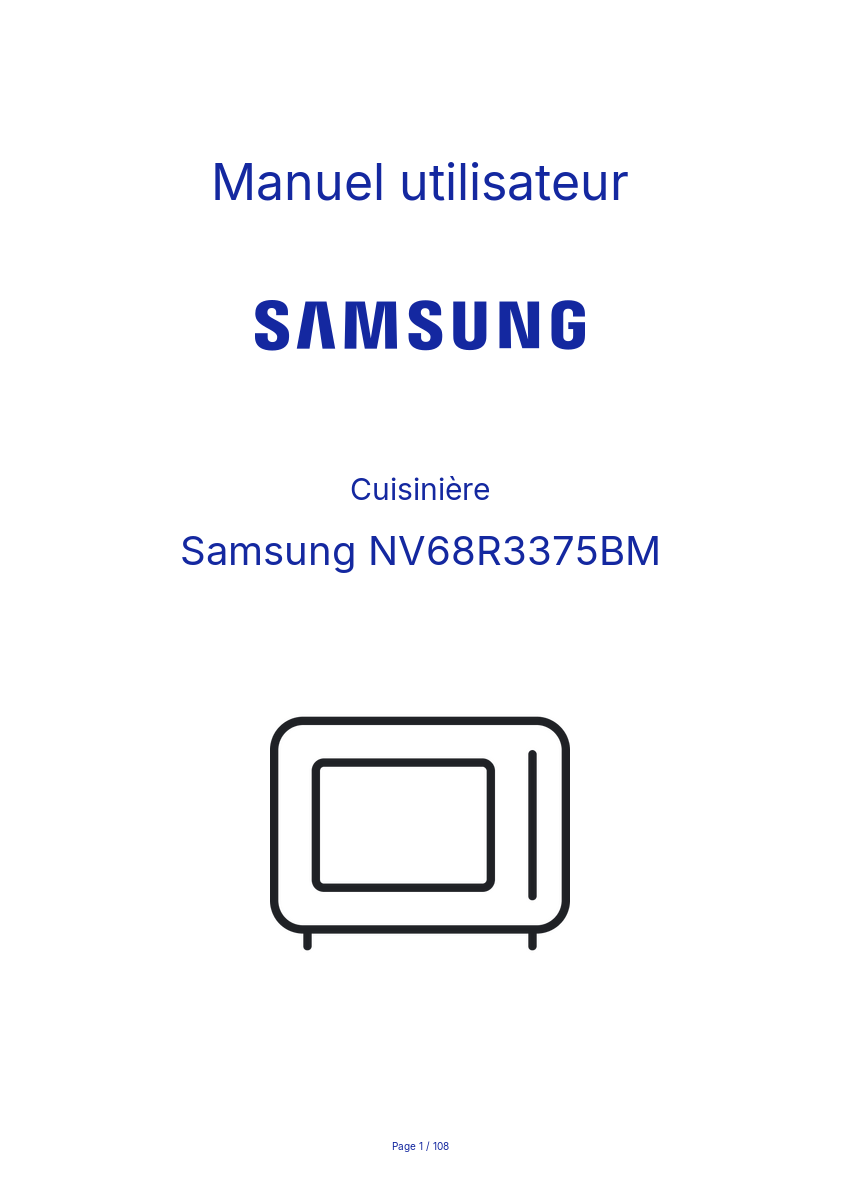 Page n°1 - Manuel utilisateur Samsung NV68R3375BM