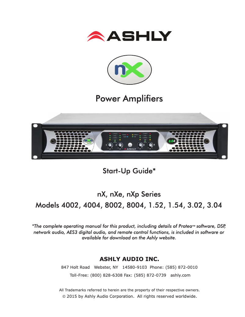 Page n°1 - Manuel utilisateur Ashly nXe3.04