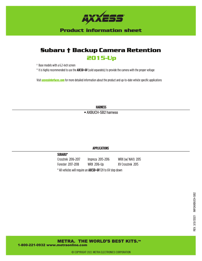 Page 1 de la notice Fiche technique AXESS AXBUCH-SB2
