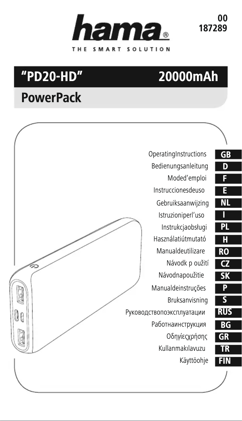 Image de la première page du manuel de l'appareil PD20-HD
