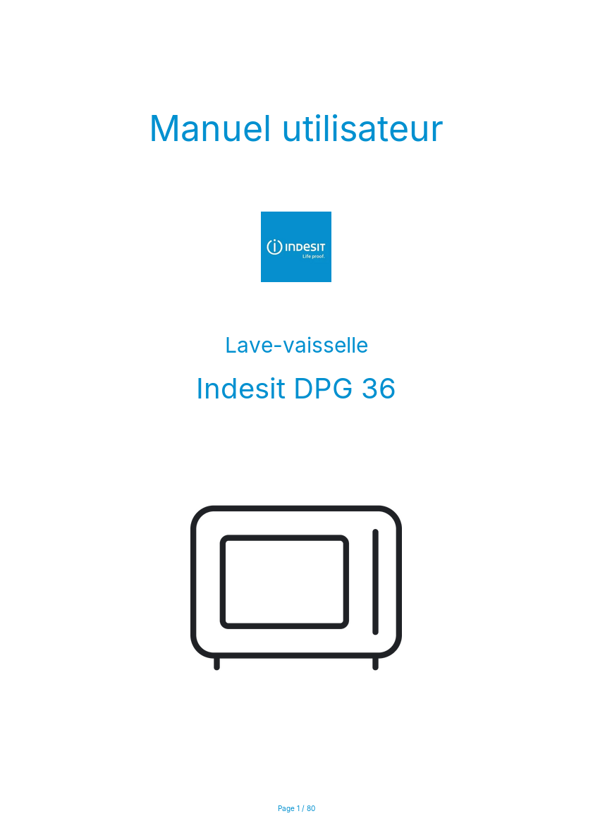 Page n°1 - Manuel utilisateur Indesit DPG 36