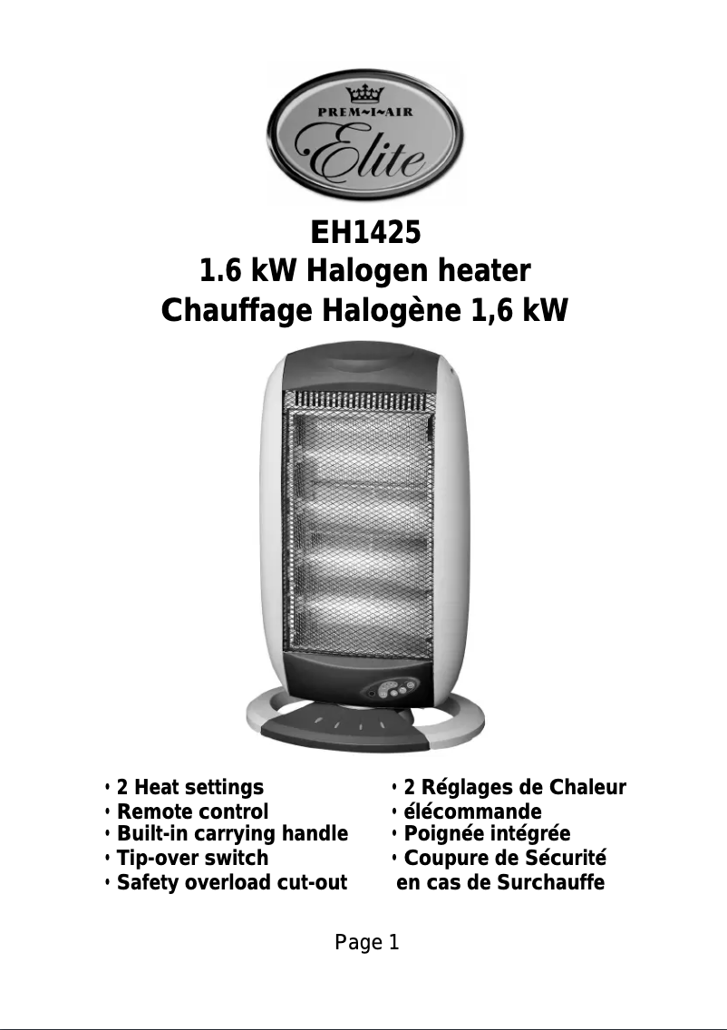 Image de la première page du manuel de l'appareil EH1425