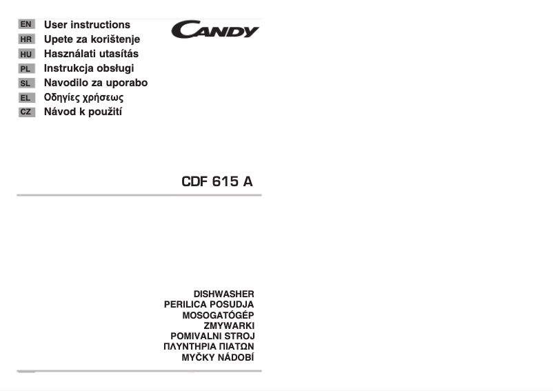 Page n°1 - Manuel utilisateur Candy CDF615A-39S