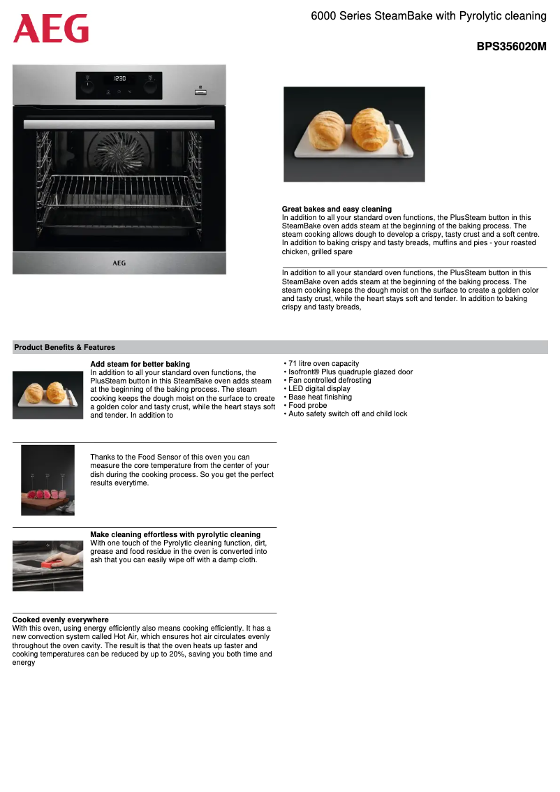 Página 1 del manual Ficha técnica AEG BPS356020M