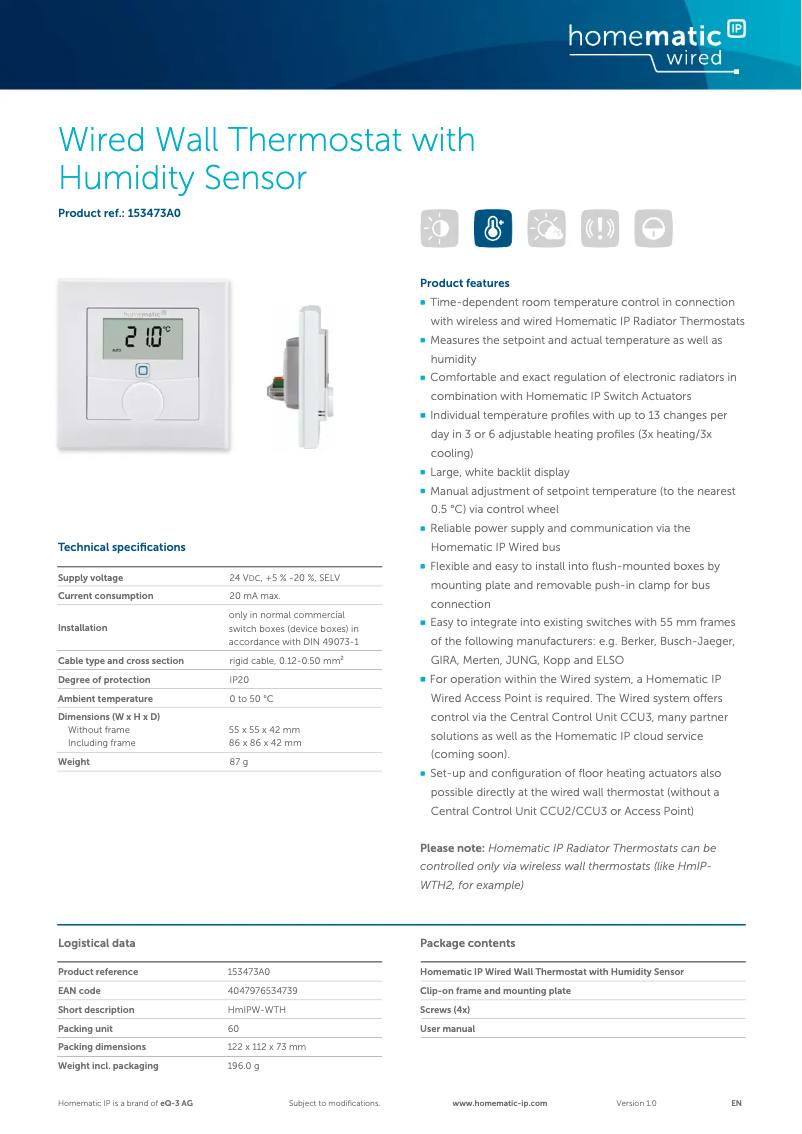 Image de la première page du manuel de l'appareil HMIPW-WTH