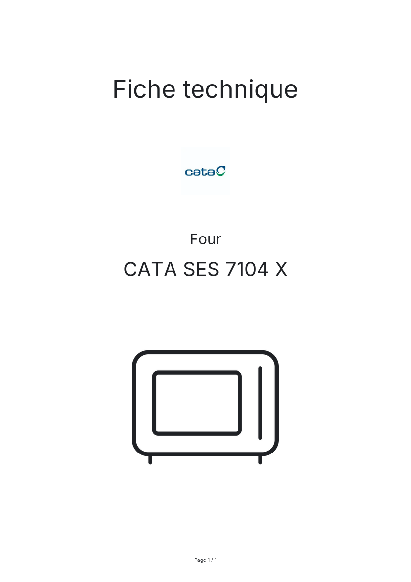 Page n°1 - Fiche technique CATA SES 7104 X
