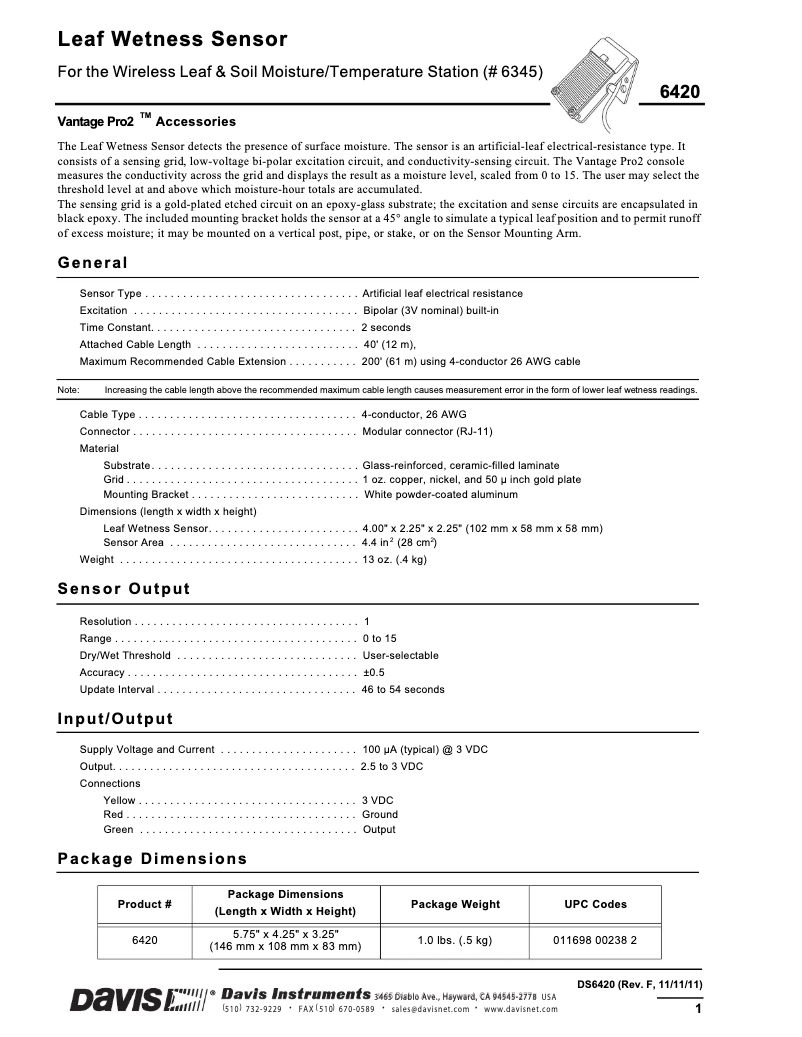 Page 1 de la notice Manuel utilisateur Davis DAV-6420