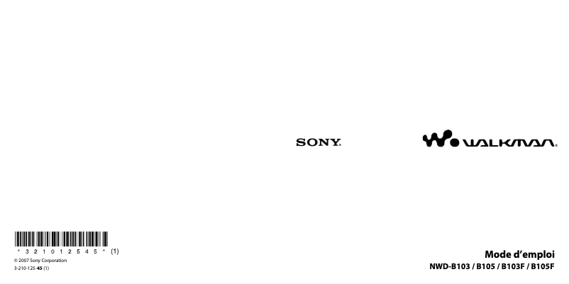 Page n°1 - Manuel utilisateur Sony NWD-B105