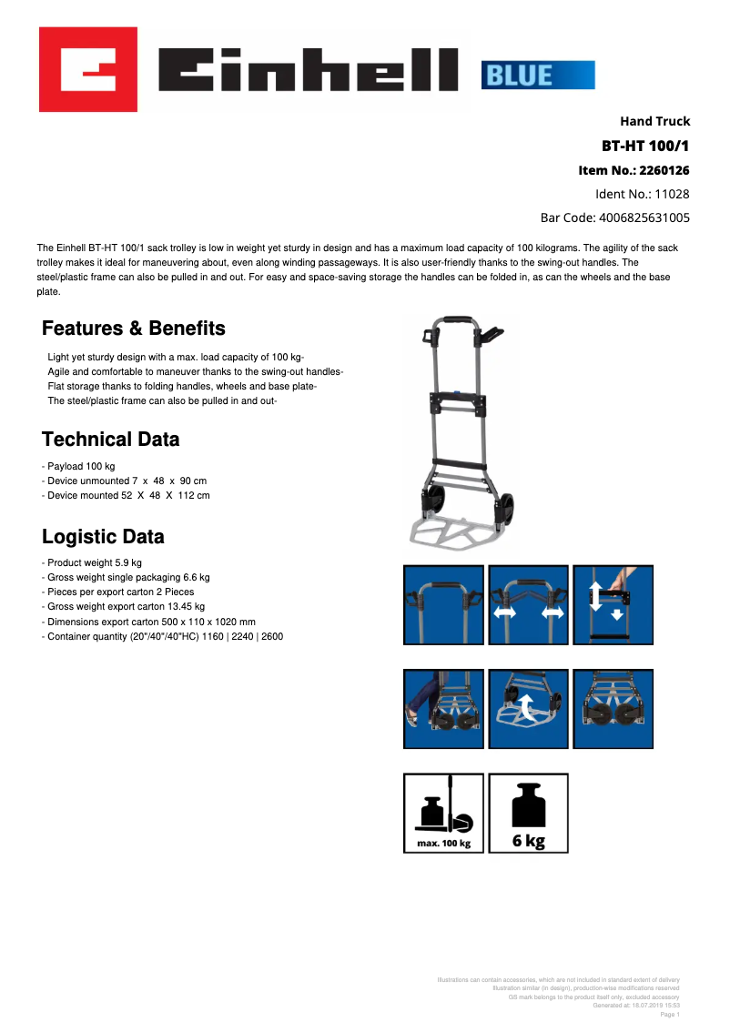 Page n°1 - Manuel utilisateur Einhell BT-HT 100/1