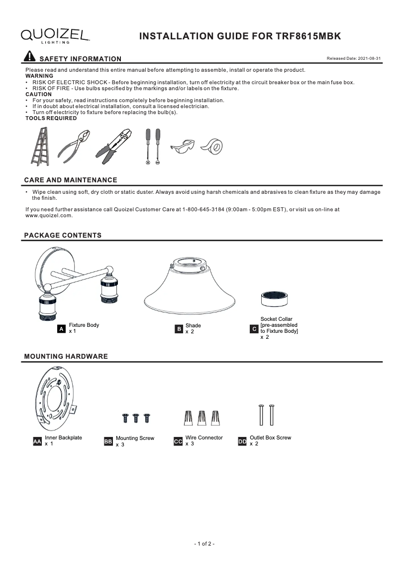 Image de la première page du manuel de l'appareil Trafalgar TRF8615MBK