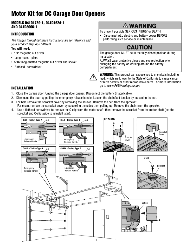 Page n°1 - Manuel utilisateur Chamberlain 041D8006-1