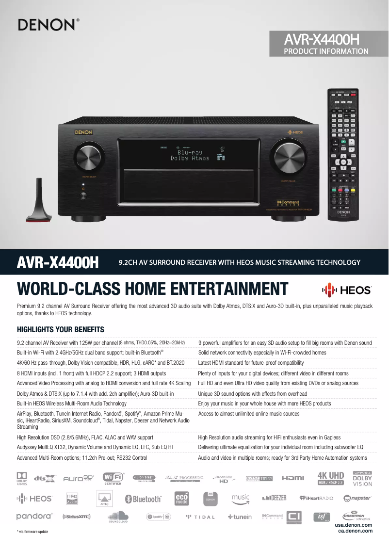 Page n°1 - Fiche technique Denon AVR-X4400H