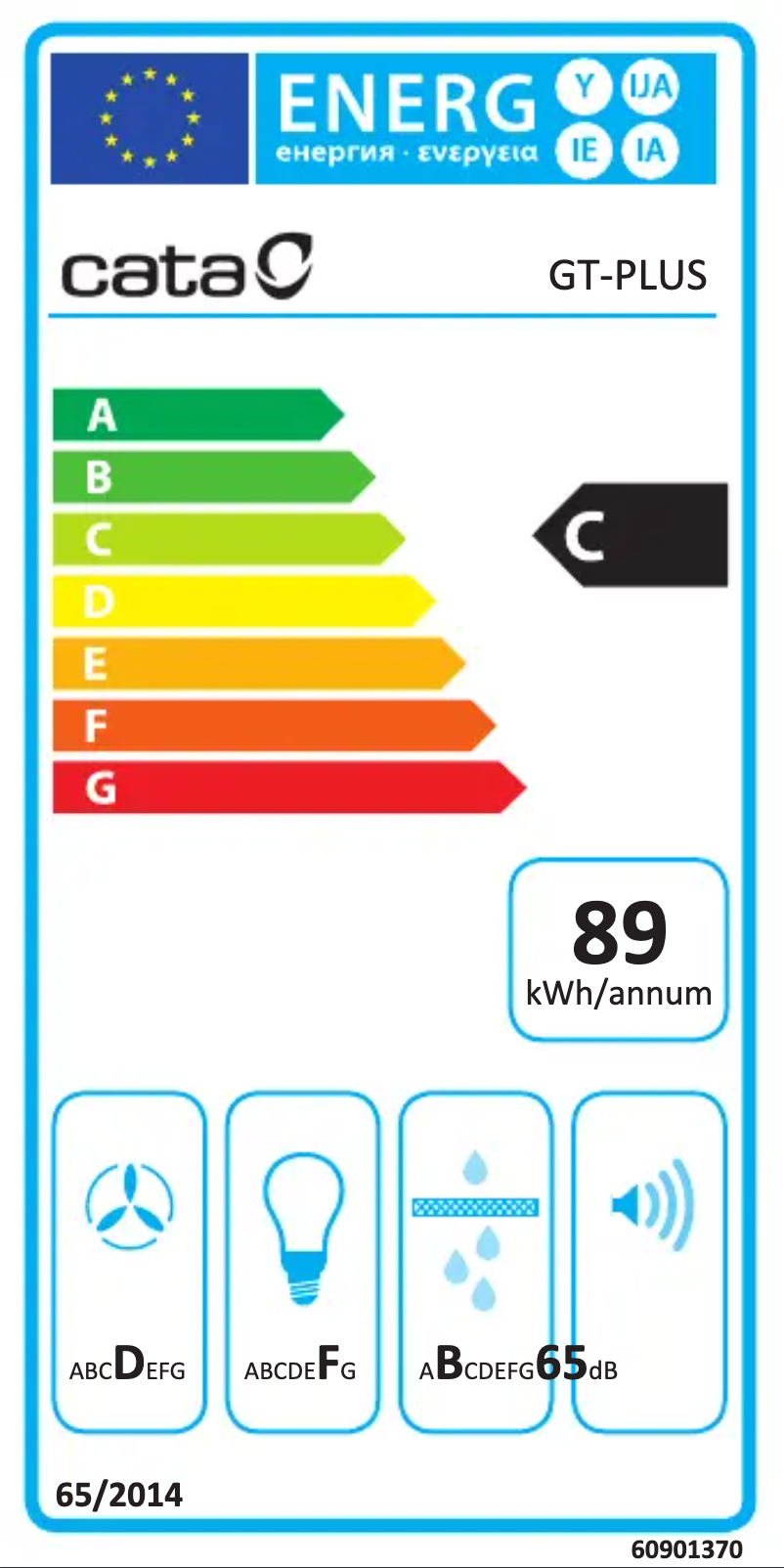 Page 1 de la notice Label énergétique CATA GT PLUS 45X