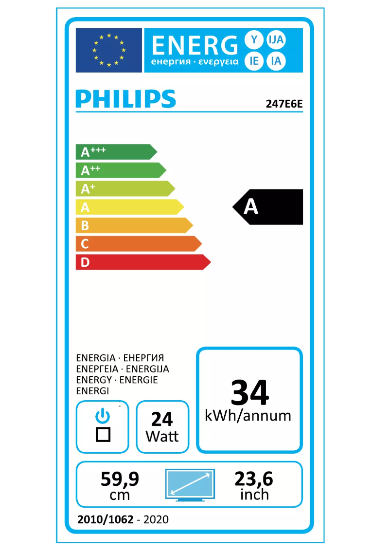 Page n°1 - Label énergétique Philips 247E6EDAW