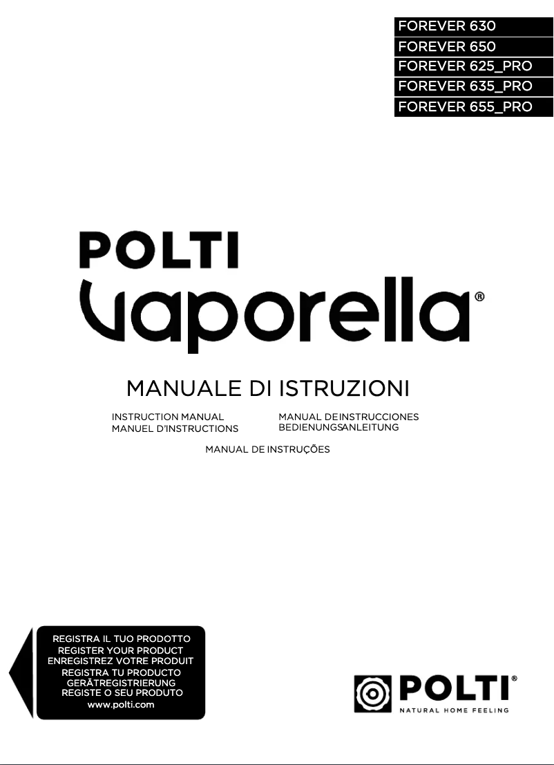 Página 1 del manual Manual de usuario Polti Vaporella Forever 655 PRO