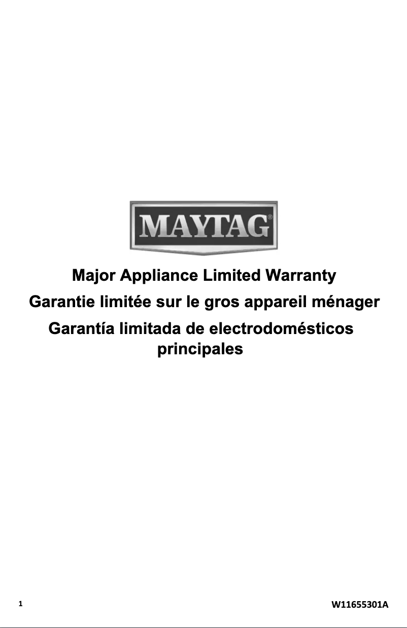 Page n°1 - Informations de garantie Maytag MDTS4224PZ