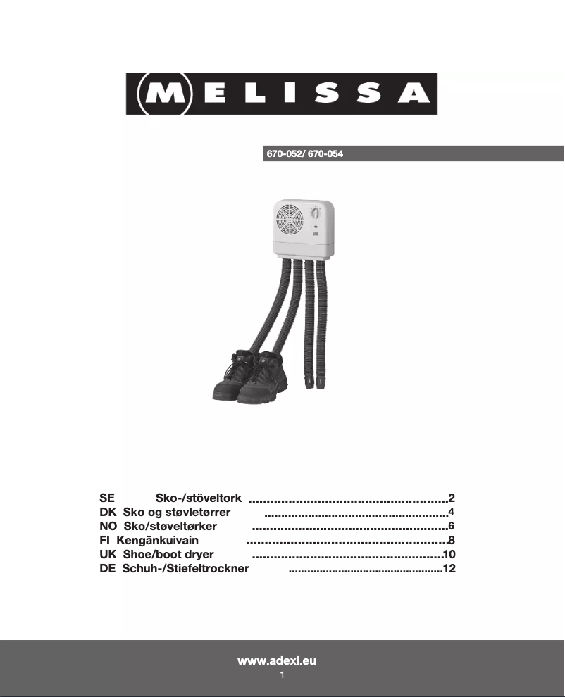 Page n°1 - Manuel utilisateur Melissa 670054