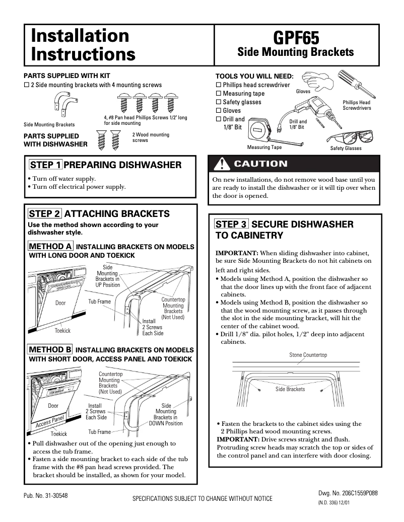 Page 1 de la notice Manuel utilisateur GE GPF65