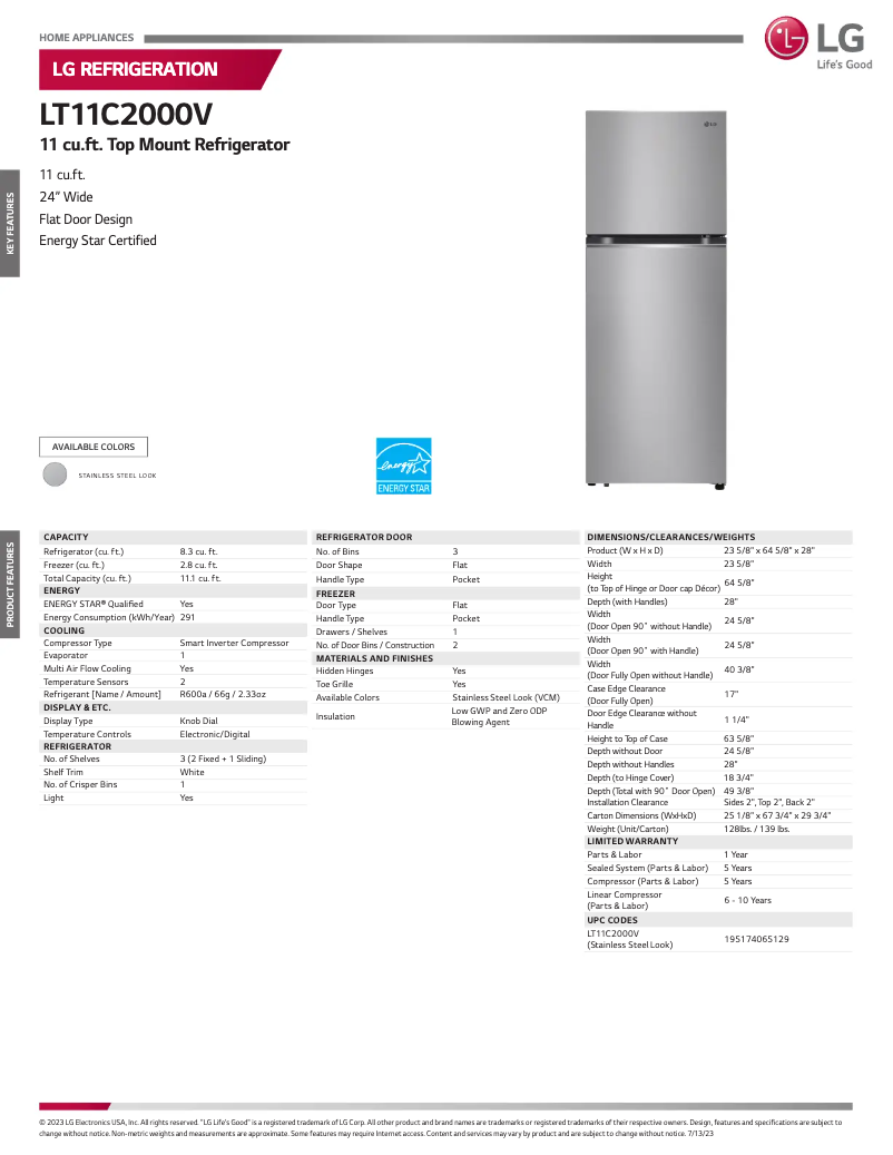 Image de la première page du manuel de l'appareil LT11C2000V