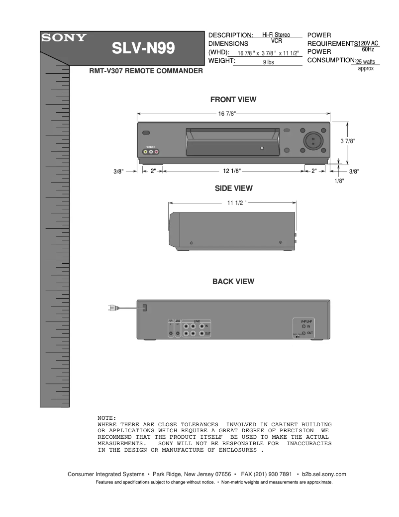 Page 1 de la notice Guide d'installation Sony SLV-N99