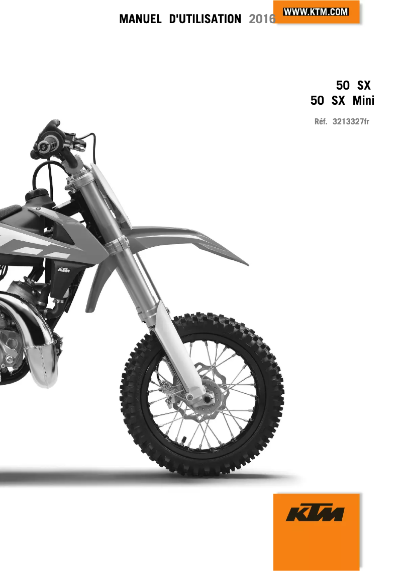 Page 1 de la notice Manuel utilisateur KTM 50 SX (2016)