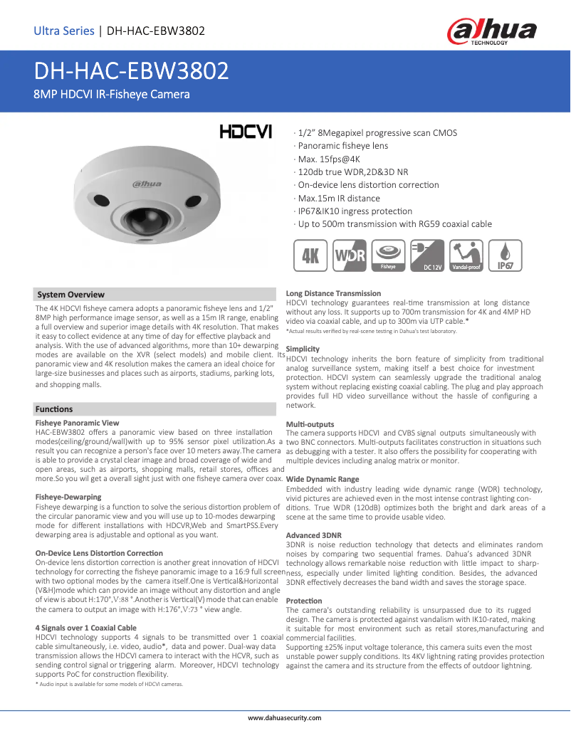 Page n°1 - Fiche technique Dahua Technology HAC-EBW3802