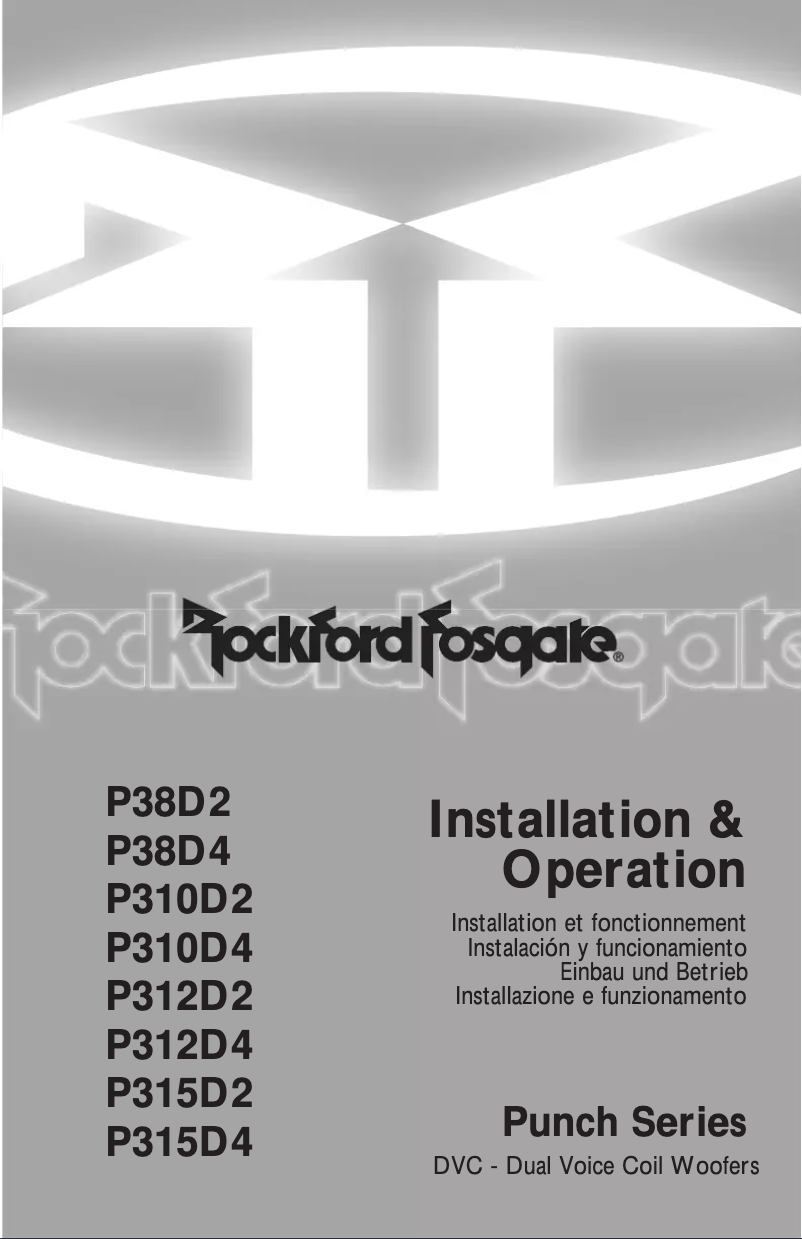 Page n°1 - Manuel utilisateur Rockford Fosgate Punch P310D4